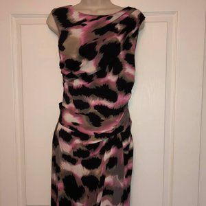 Diane von Furstenberg Black and Pink Silk Dress